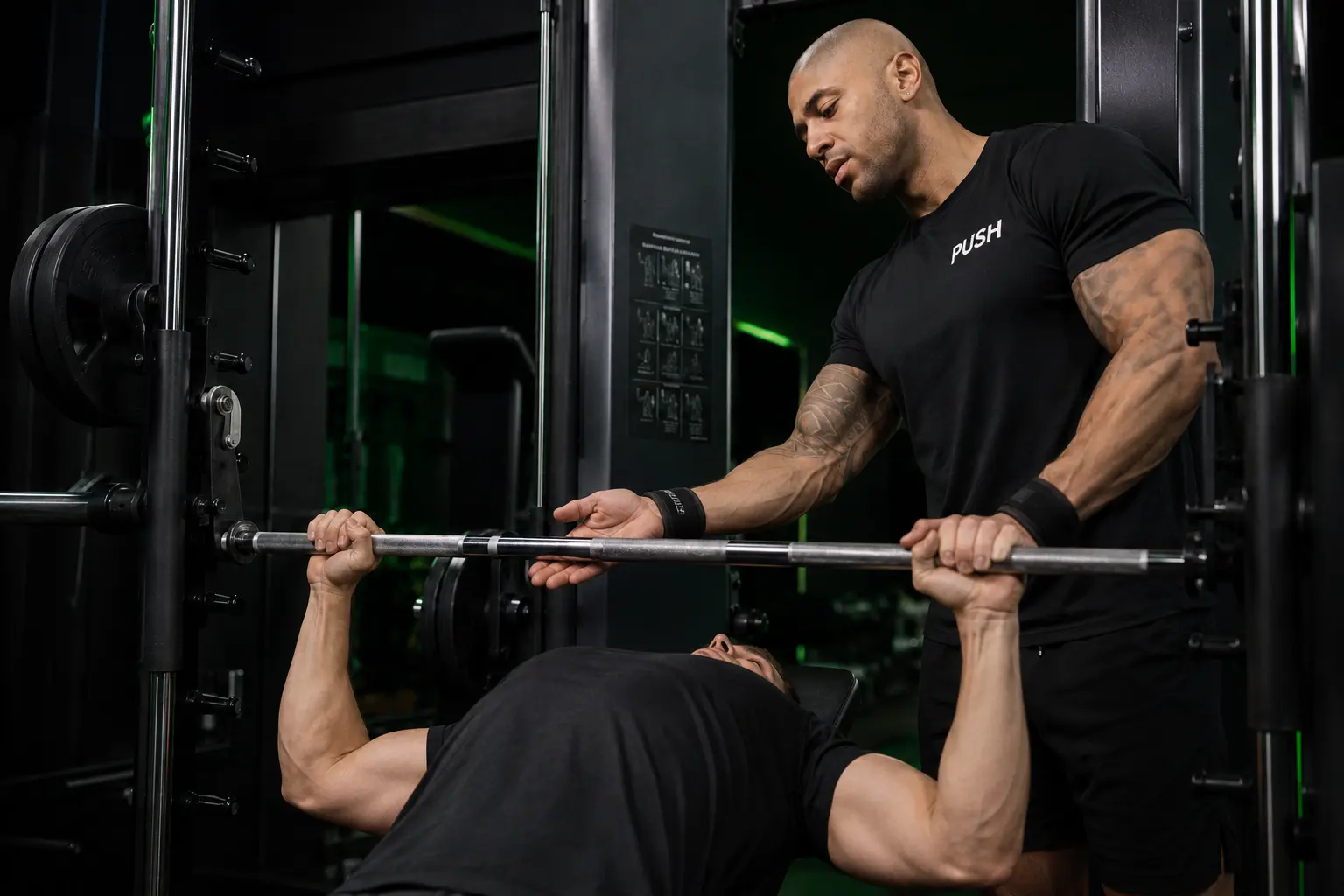Vince coaching a Smith machine bench press